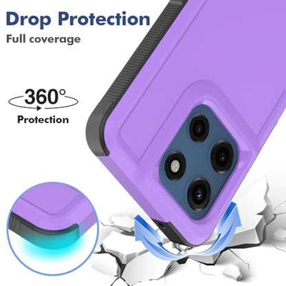 for Moto G Stylus 2025/2026 Case: Dual Layer Protective Heavy Duty Cell Phone Cover Shockproof Rugged with Screen Protector - Military Protection Bumper Tough - for G Stylus 2025/2026, Purple - color: Purple (PC) + Black (TPU)