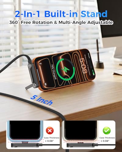 240W USB-C to C＆Lightning 2-in-1 Invisible Stand Charger Cable, MFi, 2-Pack