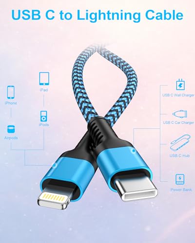 USBC to Lightning Carplay Cable 3ft, Car Charger for iPhone 14 13 12 11 Pro - size: 3 FT, style: USB-C to Lightning