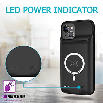 Battery Case for iPhone 13,Upgraded 10000mAh High Capacity Rechargeable Portable Protective Extended Charger Case Wireless Charging Compatible with iPhone 13 (6.1 inch) Charging Case & Carplay (Black) - size: iPhone 13