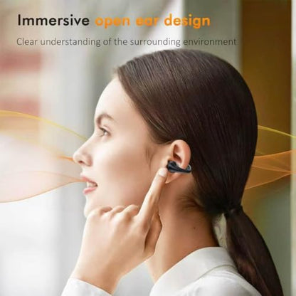 Open Ear Bone Conduction Headphones Bluetooth 5.3Wireless Clip On Earbuds with Digital Display Charging Case 80 Hours Playtime Sport Earphones Built-in Mic IPX7Waterproof for Running Fitness Exercise
