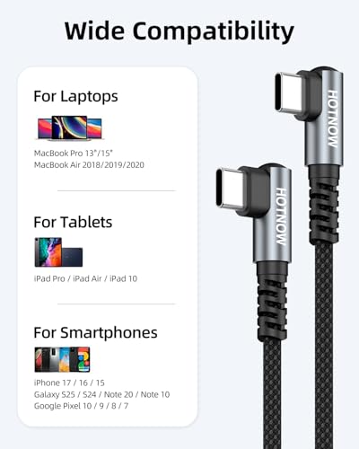 USB C to USB C Cable Right Angle 1FT 3Pack Fast Charging - color: Black and Grey, size: 1FT