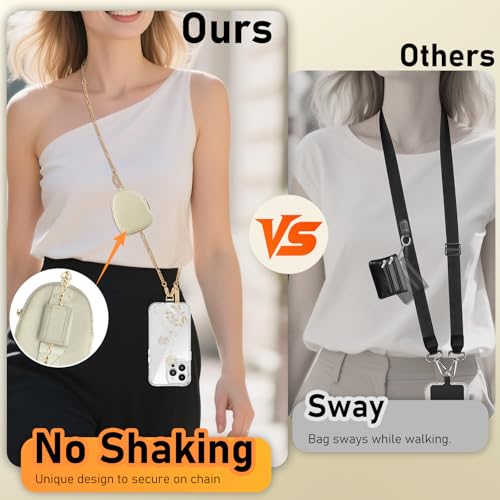Phone Strap With Wallet,Adjustable Phone Lanyard Crossbody,Gold - color: Gold