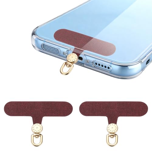 uxcell Rotating Phone Lanyard Tab Ultra-Thin No-Adhesive Phone Tether Patch - color: Gold Dial, Burgundy Patch