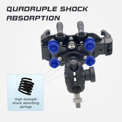 HXBER Motorcycle Phone Mount, Motorcycle Phone Mount Holder with Vibration Dampener Anti-Theft Motorcycle Cell Phone Holder 360° Adjustable Rotation Motorbike M10 Ball Head Mount