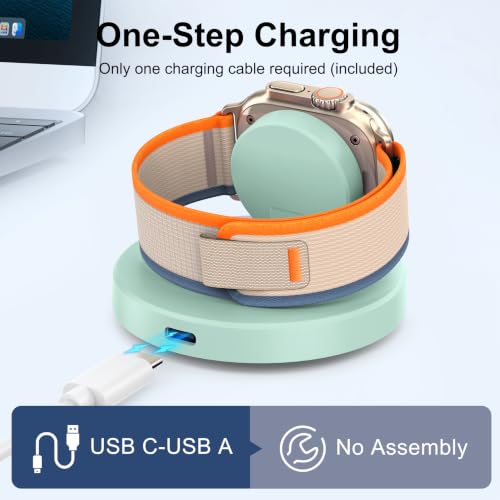Upgraded for Apple Watch Charger, Foldable Travel Fast Charging Dock - color: Mint Green, size: USB A