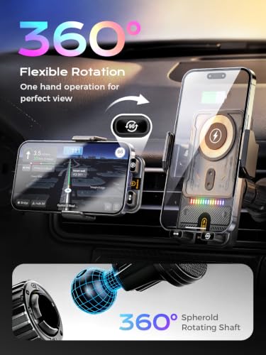 Phone Holders 15W Wireless Car Charger Smart Screen Rotation - color: Black