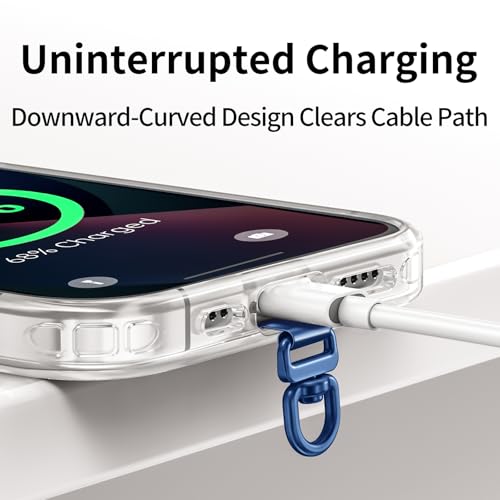 saxsion Phone Tether Tab & Lanyard Tab, 360° Swivel Clip - Ultra Thin Stainless Steel Universal Patch for All Phone Cases - color: Sapphire Blue*2