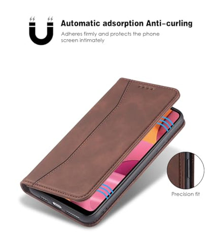 Asuwish Flip Wallet Phone Case for Samsung Galaxy A20s with Tempered Glass Screen Protector Magnetic Closure Folio Cover Credit Card Holder Slot Stand Cell Accessories A 20s Plus A207M Women Coffee - color: Coffee