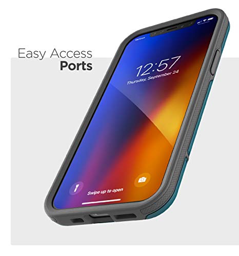 Encased Rebel Armor Belt Clip Holster Case Compatible with iPhone 12 Pro Max Shockproof Full Body Cover with Holder (Blue) - color: Blue, size: iPhone 12 Pro Max