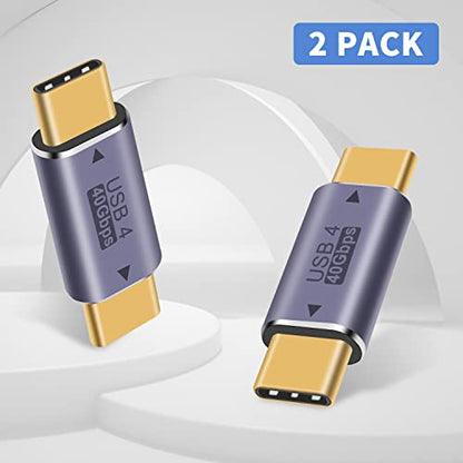 Duttek USB C to USB C Adapter 40Gpbs, 8k@60HZ and 100W Fast Charging, Type C Male to Male Adapter Compatible with Thunderbolt 3/4 MacBook Pro/Air, Laptop, Phones and More Type C Devices (2 Pack) - style: 40G USB C Male to Male Adapter