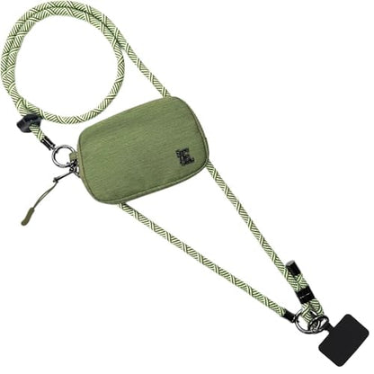 Save the Girls Active Phone Lanyard Crossbody Rope Strap with Wallet, Green - color: Green