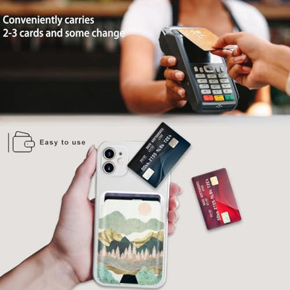 for MagSafe Wallet,Magnetic Card Holder for Phone Case - color: Summer Mountain
