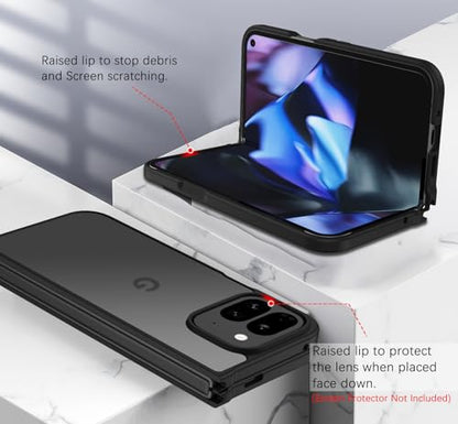 GUAGUA for Google Pixel 9 Pro Fold Case Translucent Matte Back Slim Anti-Scratch Shockproof Protective Phone Case for Google Pixel 9 Pro Fold 2 Case, Black
