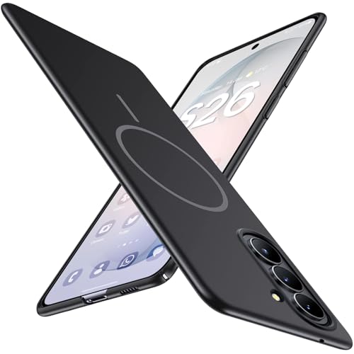 Ultra Thin Case for Samsung Galaxy S26, Silky Touch Anti-Fingerprint, Slim Hard PC Matte Cover Compatible with Mag-Safe Anti-Scratch Shockproof Protective Cases for Samsung S26 5G (Black) - color: Black