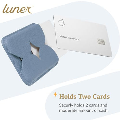 Luner - Leather Magnetic Card Wallet Compatible with Magsafe - for iPhone 17, 16, 15, 14, 13, 12 series - Holds 2 cards - Made of Vegan Leather - Frost Blue - color: Frost Blue, style: Classic