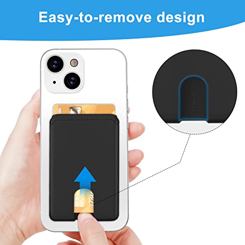 SHANSHUI Phone Card Holder, Silicone Ultra Slim Phone Wallet Stick on Credit Card Holder for CellPhone Compatible for iPhone, Android & Most Smartphones - Black - color: Black x 1 PCS