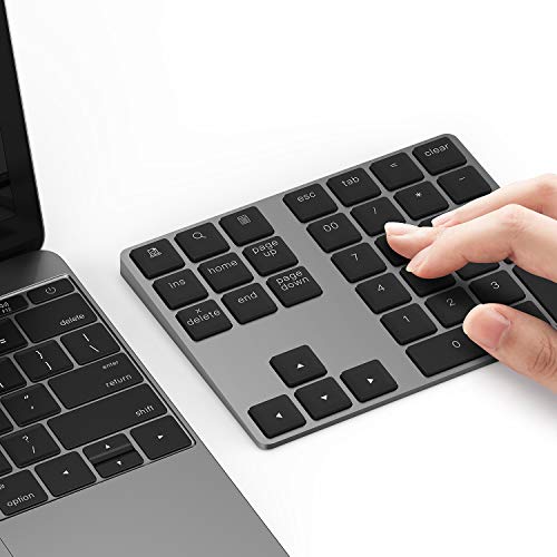 Lekvey Bluetooth Number Pad, Aluminum Rechargeable Wireless Numeric Keypad - color: Bluetooth - Black