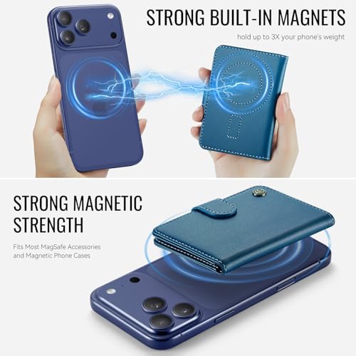 for Magsafe Magnetic Phone Wallet Card Holder, Elegant Blue - color: Elegant Dark Blue