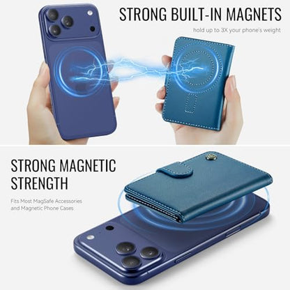 for Magsafe Magnetic Phone Wallet Card Holder, Elegant Blue - color: Elegant Dark Blue