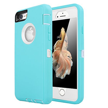 AICase iPhone 6 Case, iPhone 6S Case [Heavy Duty] Built-in Screen Protector Tough 3 in 1 Rugged Shorkproof Cover for Apple iPhone 6/6S (White/Light Blue) - color: White/Light Blue