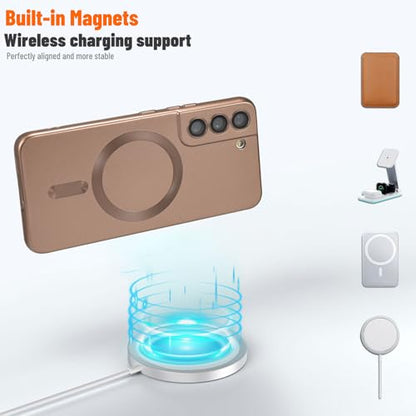 Magnetic for Samsung Galaxy S21 FE Case,Soft Silicone Slim Fit Anti-Scratch Phone Case Cover with Camera Protection,Compatible with MagSafe,Brown - color: Brown, size: S21 FE