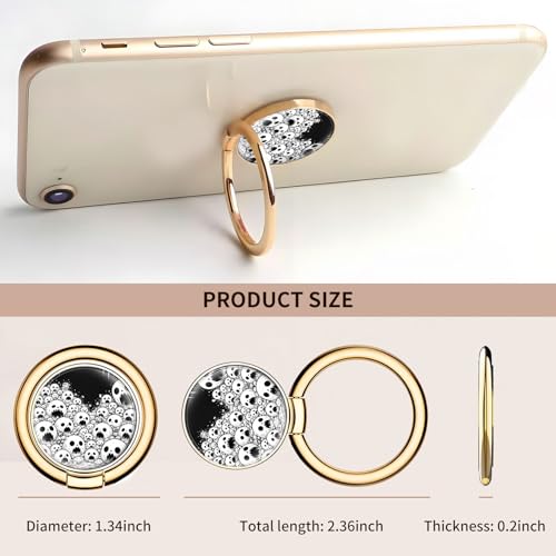 Cell Phone Ring Holder, Cute Metal Phone Grip Stand Finger Ring Kickstand, Flexible 360°Rotation Phone Tablet Case Accessories Compatible with Most Phones Gothic Skull Pattern - color: Gothic Skull Pattern