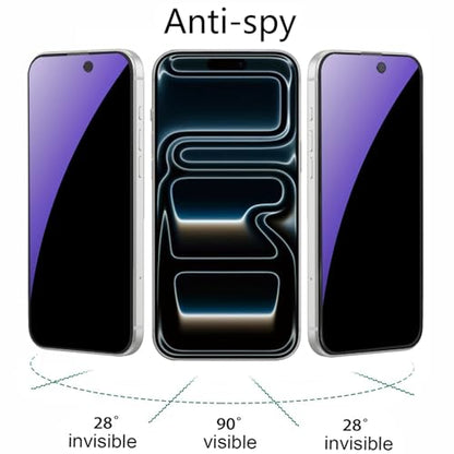 2 Pack Anti-Blue Privacy Tempered Glass for iPhone 17 Pro Anti-Spy Screen Protector Anti-Peeping Film 6.3 inch - size: For iPhone 17 Pro