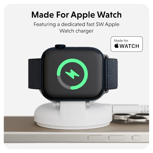 HyperJuice 2-in-1 Wireless Charger Qi2 Magnetic Stand — Fast Wireless Charger for iPhone, Apple Watch, & Qi Compatible Devices — Compact Adjustable 2 in 1 Charging Station Apple w/Built-in Kickstand - style: 2-in-1