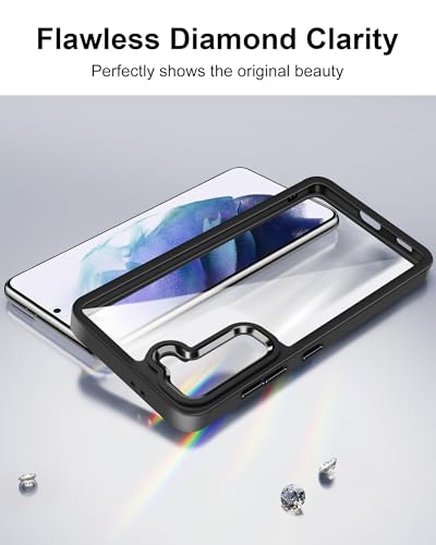 HOOMIL Case for Samsung Galaxy S21+ Plus (ONLY 6.7-Inch), Non-Yellowing, Drop Protection, Anti-Scratch Transparent Hard Back Phone Cover - Black Clear - color: Black Clear, size: Samsung Galaxy S21 Plus