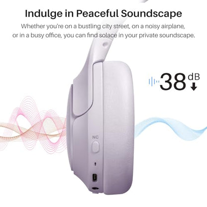 TOZO Hybrid Active Noise Cancelling Headphones, Hi Res Audio - color: Purple