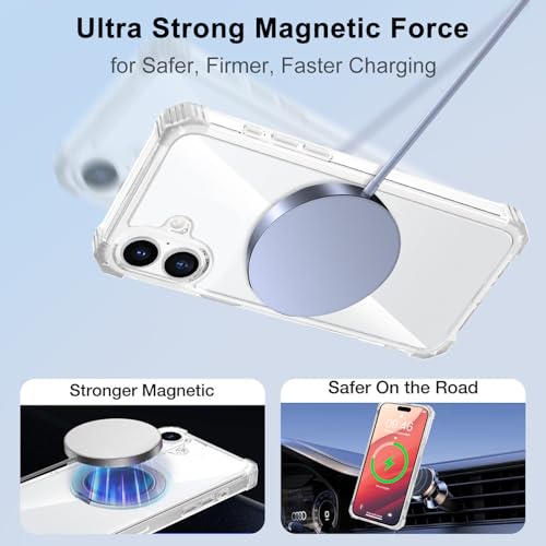 Clear Case for iPhone 16 with Magnetic 360 Rotatable Ring Stand | Military Grade Heavy Duty Cover with 360 Rotatable Ring Kickstand -260417 - color: Clear, size: iPhone 16