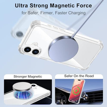 Clear Case for iPhone 16 Plus Magnetic 360 Rotatable Ring Stand | Military Grade Heavy Duty Cover with 360 Rotatable Ring Kickstand -260417 - color: Clear, size: iPhone 16 Plus