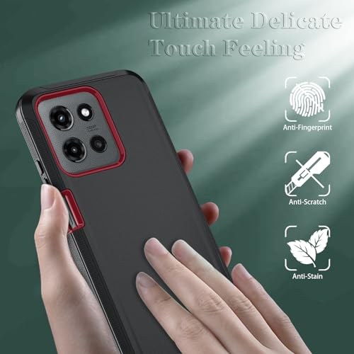 Qinmay Phone Case for Motorola Moto G 2025/Moto G Play 5G 2025 Case with HD Screen Protector, Heavy Duty Shockproof & Dropproof 3-Layer Cover Phone Case,BalckRed - color: BlackRed