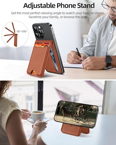 ExtreLife For Magsafe Wallet, Works with Apple Find My, 6 Cards Holder - color: Brown