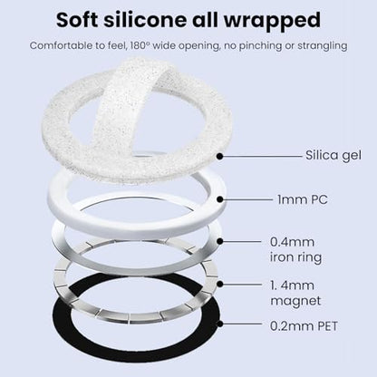 Magnetic Silicone Phone Grip Ring Holder Compatible with MagSafe Phone Case - color: Starlight White