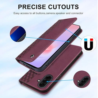 Wallet Case for Samsung Galaxy A27 5G 6.7 inch 2026 - PU Leather Flip Cover with Card Holder Slots, Strong Magnetic Folio Phone Case, Wine Red - color: Wine Red, size: Samsung Galaxy A27 6.7"