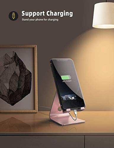 Lamicall Aluminum Cell Phone Stand for Desk, Pink Desk Accessories - color: rose gold