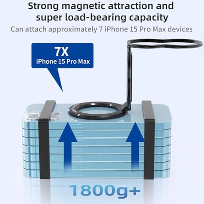 RESPECTED-BRO-Magnetic-Phone-Grip-Stand-with-Finger-Strap, 4-in-1 Magnetic Ring Holder, Kickstand and Elastic Strap for Phones, Universal Fit for iPhone 17/16/15/14/13/12, Android, and Cases (Black) - color: Black