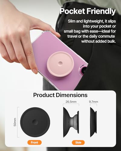 Sinjimoru Soft Silicone Phone Grip Stand, Slim Adhesive Holder, Black
