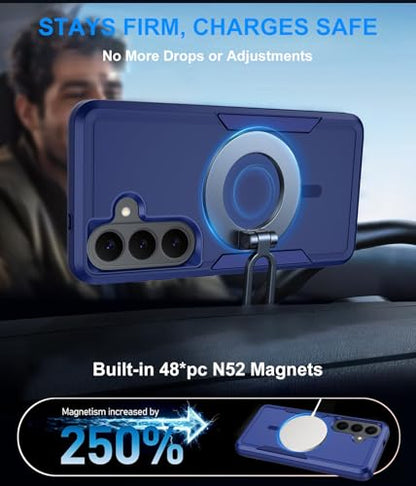 for Samsung Galaxy S26+ Plus Case with Screen Protector, S26 Plus Phone Case [Fit for MagSafe], Dual-Layer Heavy Duty Shockproof Magnetic Military Grade Protection Bumper Cover 6.7” (Blue)