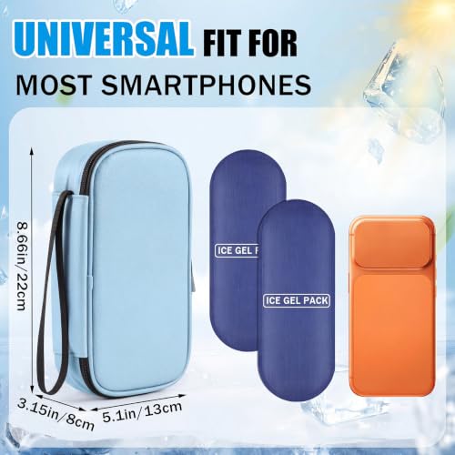 Phone Cooler Bag for Beach, Portable Phone Cooling Pouch with 2 Reusable Ice Packs, Keeps Cool in Extreme Heat for Car Pool Hiking, Extends Battery Life, Fits All Smartphones(Blue,PU) - color: Blue