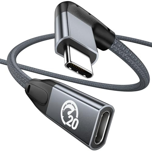 Right Angle USB C Extension Cable 1.6FT, USB-C 3.2 Male to Female Cable - color: GRAY, size: 1.6FT