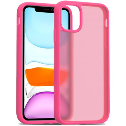 TENOC Phone Case Compatible with iPhone 11, Hot Pink Case Translucent Protective Bumper Matte Hard Back Cover for 6.1 Inch - color: Hot Pink, size: iPhone 11