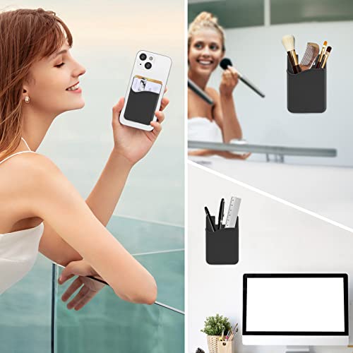 SHANSHUI 4-in-1 Phone Card Holder: Premium Silicone Wallet for ID, Drivers License, Credit Cards - Fits All Mobile Phones - color: Black,White, Grey (4pcs )