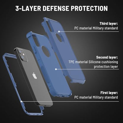 X-belmox for iPhone XR Case [Dropproof] [Shockproof] 3-Layers - Sea Blue | Heavy Duty Drop Protection Case Cover for iPhone XR 6.1 Inch with Tempered Glass Screen Protector, Blue Rugged XR Phone Case - color: Sea/Blue