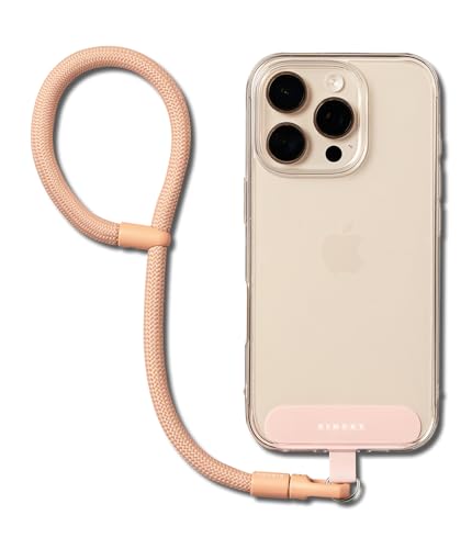 Ringke Holder Link Flow Hand P-Type Designed for Phone Lanyard, Cute Soft Adjustable Wrist Strap with Tether Tab - color: Orange Pink