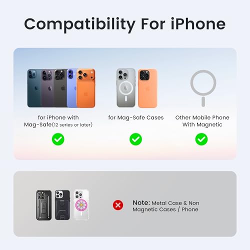 Stronger Magnetic Wallet for iPhone 17/16/15/14/13/12 Series & for MagSafe-compatible Cases, Leather Magnetic Card Holder with RFID Blocking, N52 Magnet Phone Wallet, Fit 3 Cards, Navy Blue - color: Navy Blue
