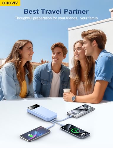 OHOVIV Portable Charger Power Bank 50000mAh,4 Built-in Cables Battery Pack - color: Blue