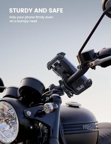 Lamicall Bike Phone Mount Holder - Motorcycle Phone Mount, Adjustable Cell Phone Holder Gifts, E-Bike Bicycle Scooter Handlebar Cradle Clip for iPhone Air 17 Pro Max, 16 15 Plus, 14, 4.7-6.8" Phone - color: Black